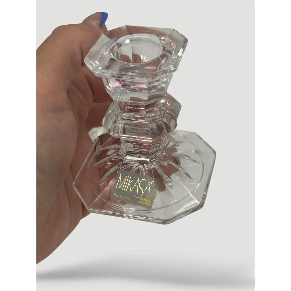 Set of 2 Vintage Mikasa Edinburgh Crystal Candlestick Holders Made in Slovenia